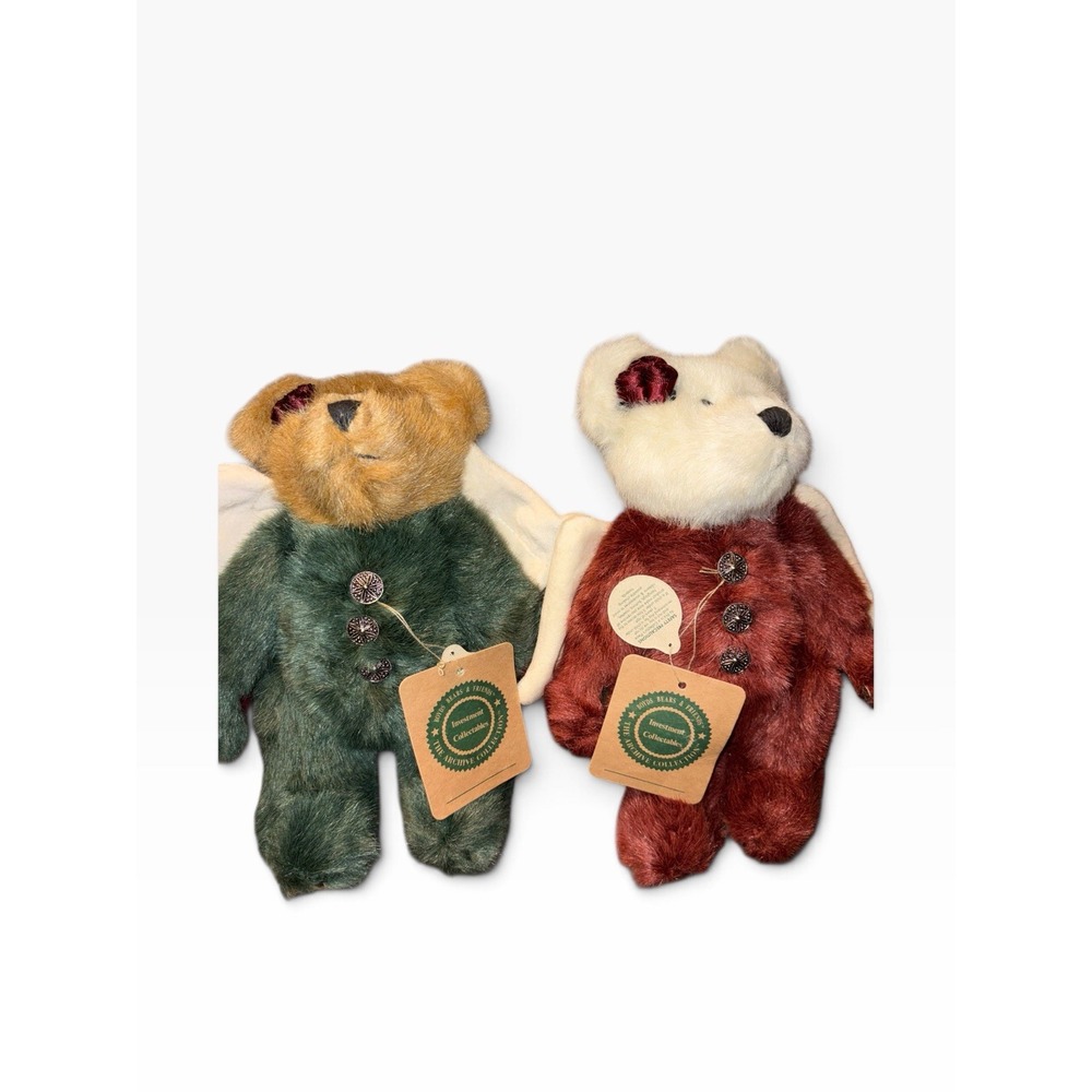 Set of 2 BOYDS ANGEL BEARS w/TAGS 1 Green 1 Maroon